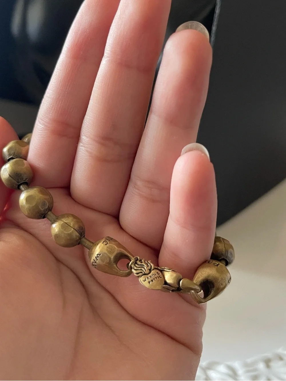 Vintage waxing poetic metal brass bracelet